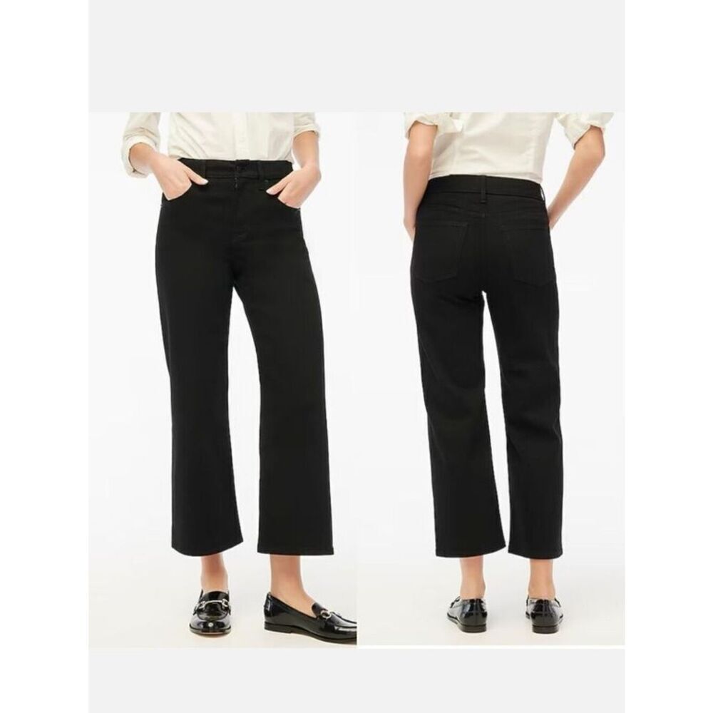 NWT J. Crew Black Wide-Leg Crop Jeans Size 30